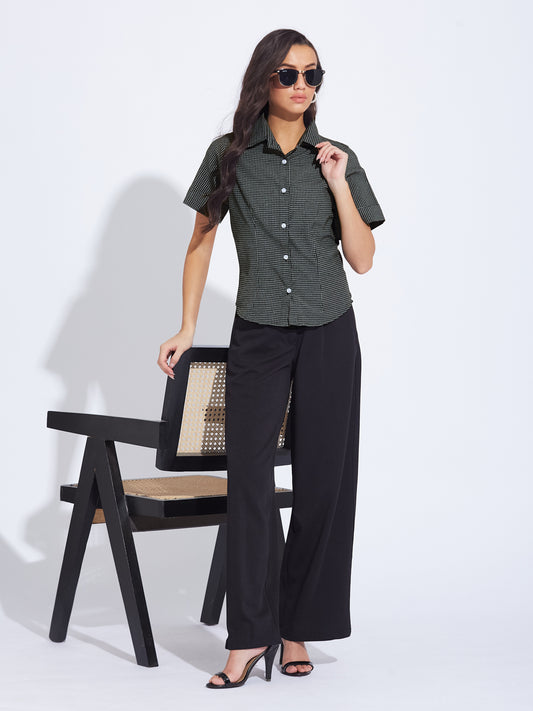 Black Checked Collared Shirt