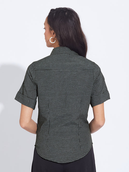Black Checked Collared Shirt