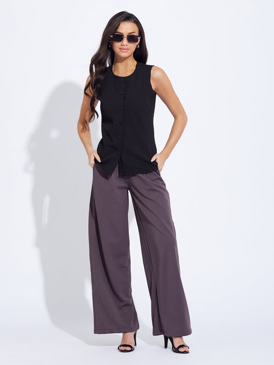Classic Black Button Front Tank Top