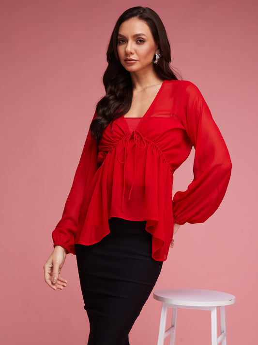 Sheer Red Shrug