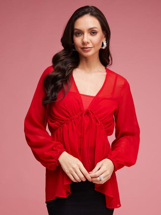 Sheer Red Shrug