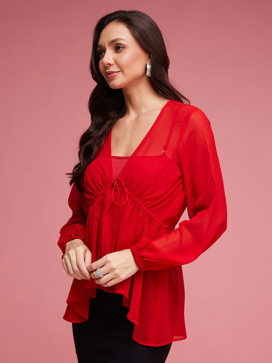 Sheer Red Shrug