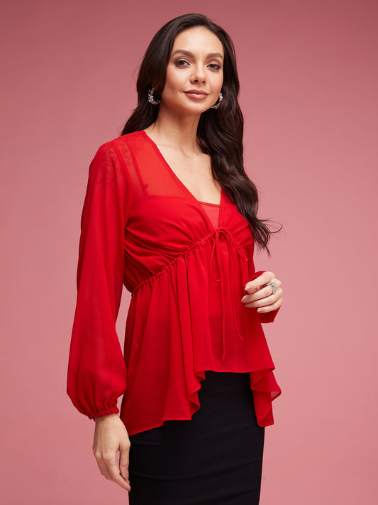Sheer Red Shrug