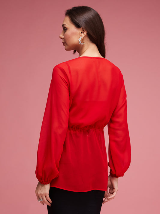 Sheer Red Shrug