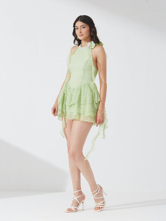 Lime Orchid Halter Dress