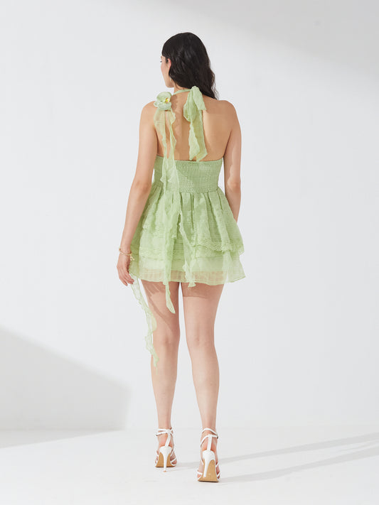 Lime Orchid Halter Dress