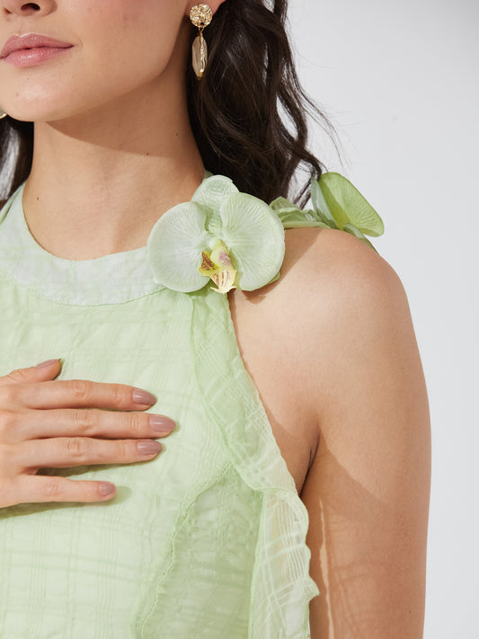 Lime Orchid Halter Dress