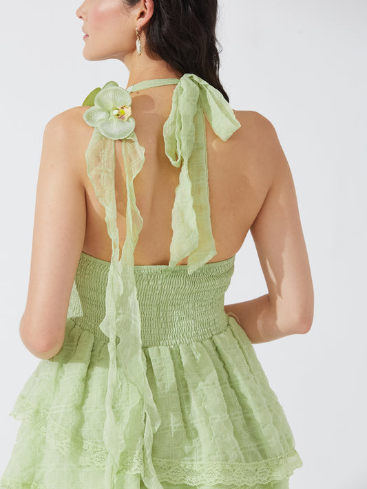 Lime Orchid Halter Dress