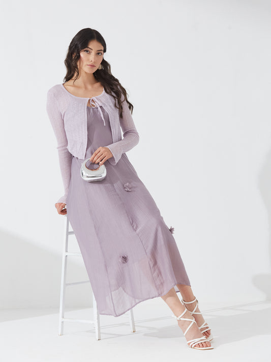 Lavender Bloom Dress with Shrug