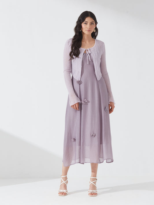 Lavender Bloom Dress with Shrug