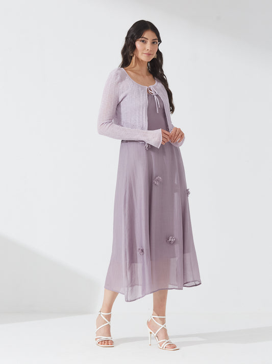 Lavender Bloom Dress with Shrug