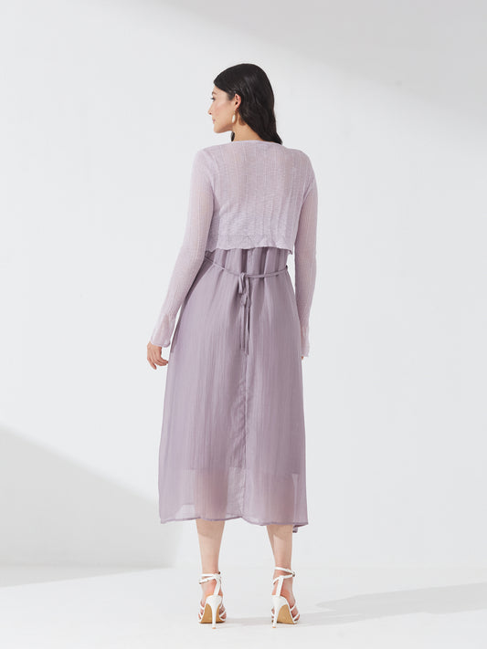 Lavender Bloom Dress with Shrug