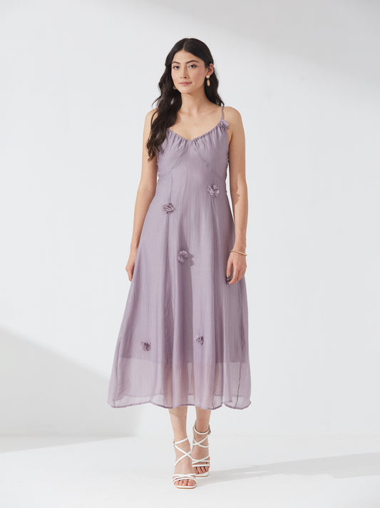 Lavender Bloom Dress with Shrug