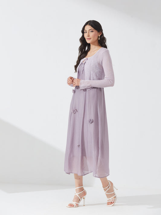 Lavender Bloom Dress with Shrug