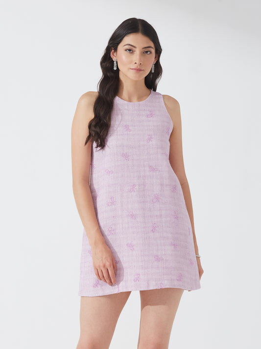 Lilac Textured Mini Shift Dress
