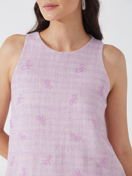 Lilac Textured Mini Shift Dress