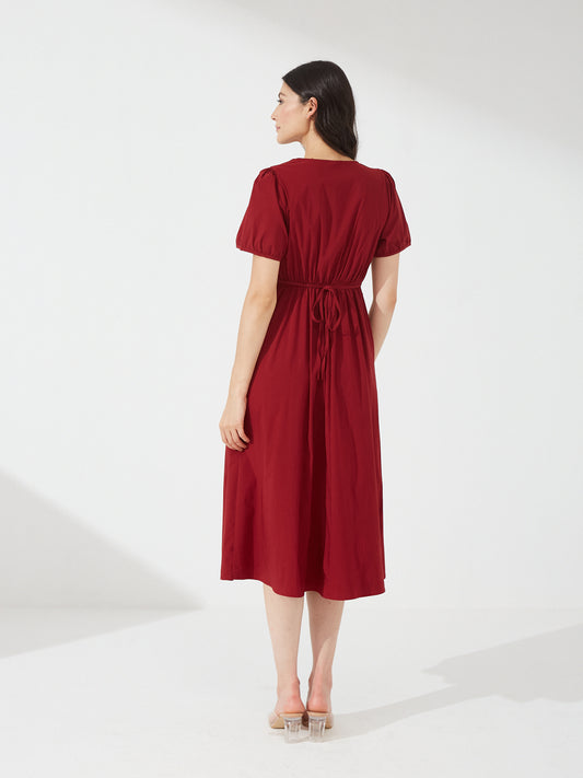 Maroon Empire Waist Dress