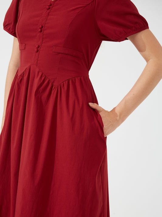 Maroon Empire Waist Dress