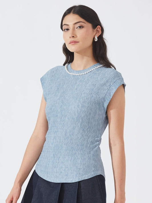 Powder Blue Textured Pearl Top