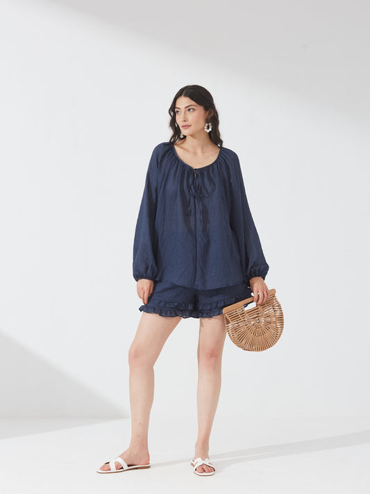 Ruffled Navy Lounge Set