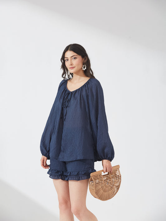 Ruffled Navy Lounge Set