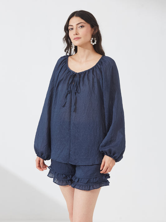 Ruffled Navy Lounge Set
