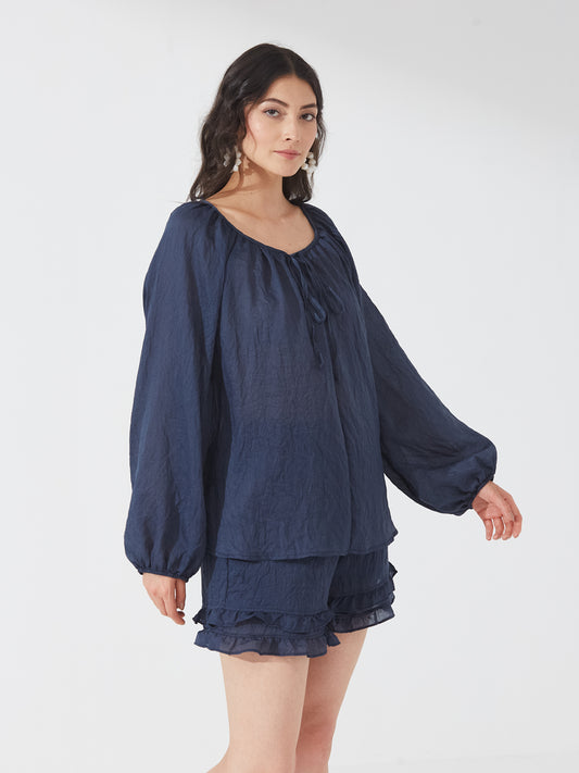 Ruffled Navy Lounge Set