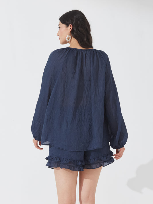 Ruffled Navy Lounge Set