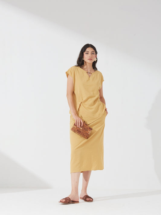 Golden Mustard Draped Set
