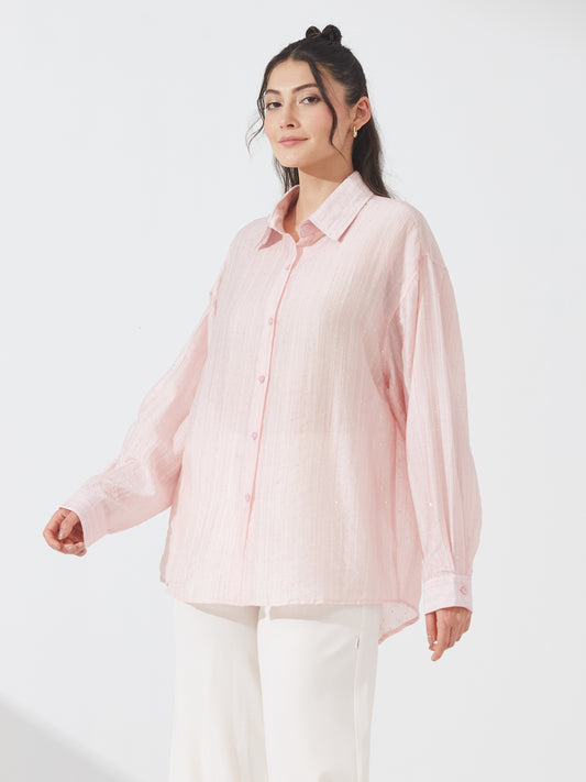 Pixie Pastel Pink Sequin Shirt