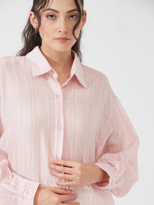 Pixie Pastel Pink Sequin Shirt