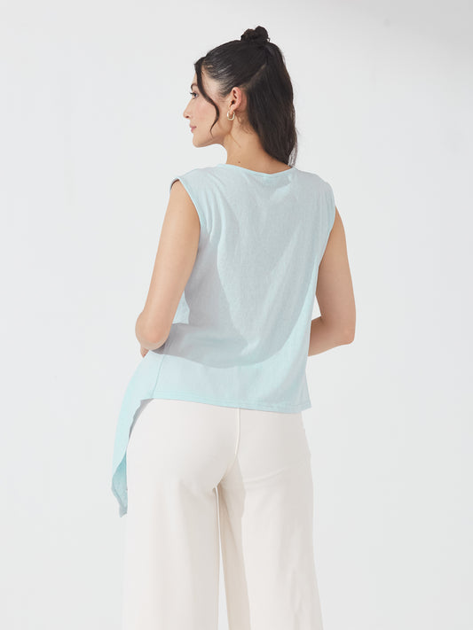 Aqua Side Knot Sleeveless Top