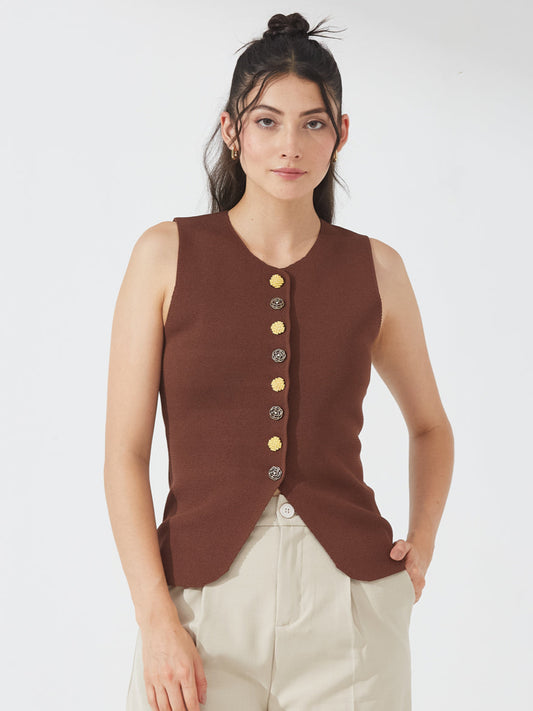Chocolate Button Down Vest