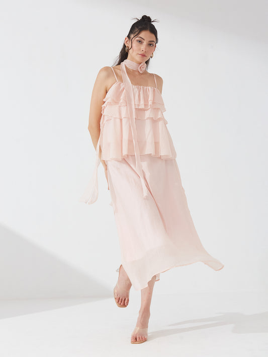 Peach Ruffle Tiered Co-ord Set