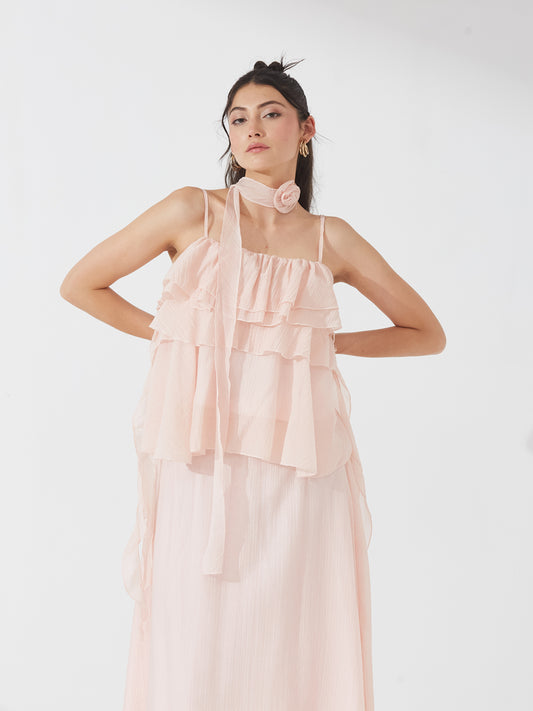 Peach Ruffle Tiered Co-ord Set