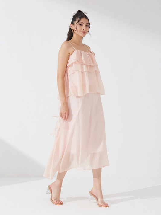 Peach Ruffle Tiered Co-ord Set
