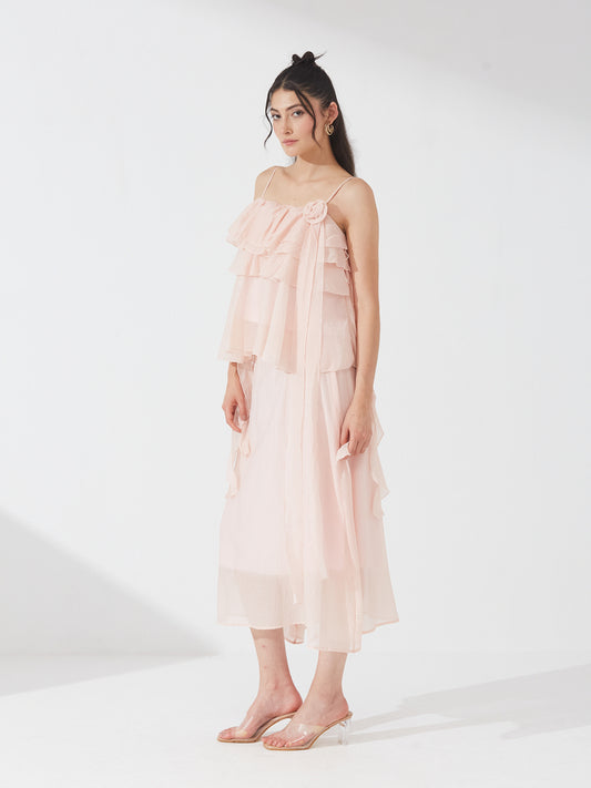 Peach Ruffle Tiered Co-ord Set