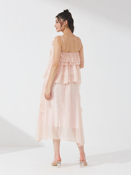 Peach Ruffle Tiered Co-ord Set