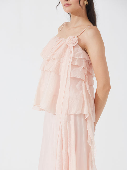 Peach Ruffle Tiered Co-ord Set