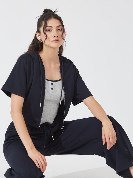 Navy Blue Zipped Lounge Co-ord (SET of 3)
