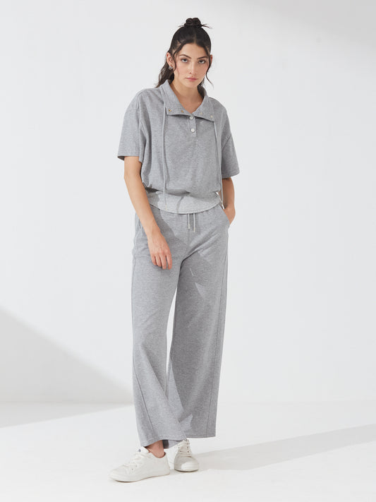 Grey Polo Neck Co-ord with Wide Pants