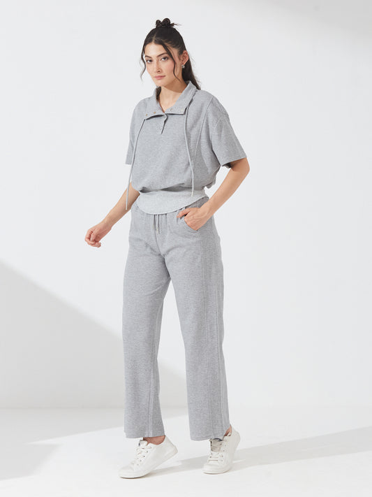 Grey Polo Neck Co-ord with Wide Pants