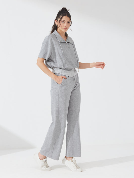 Grey Polo Neck Co-ord with Wide Pants