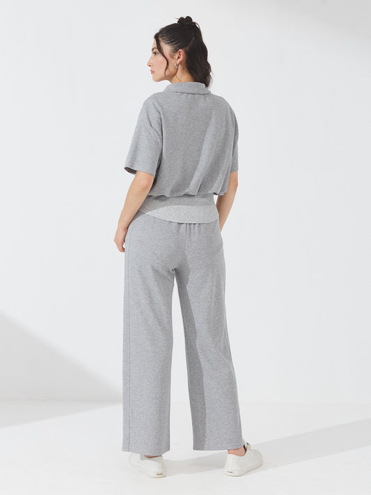 Grey Polo Neck Co-ord with Wide Pants