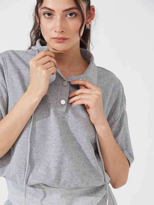Grey Polo Neck Co-ord with Wide Pants