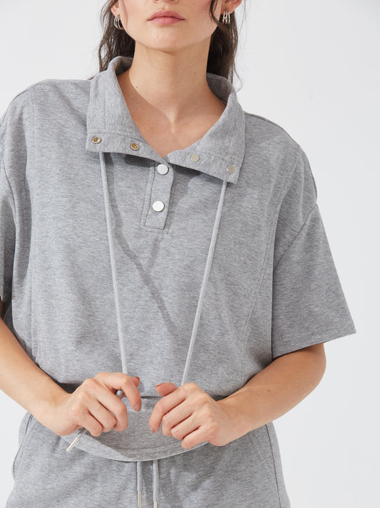 Grey Polo Neck Co-ord with Wide Pants