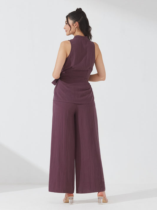 Wine Wrap Sleeveless Co-ord Set