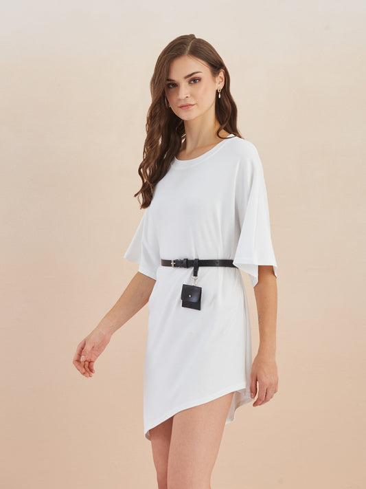White Tshirt Dress with Belt
