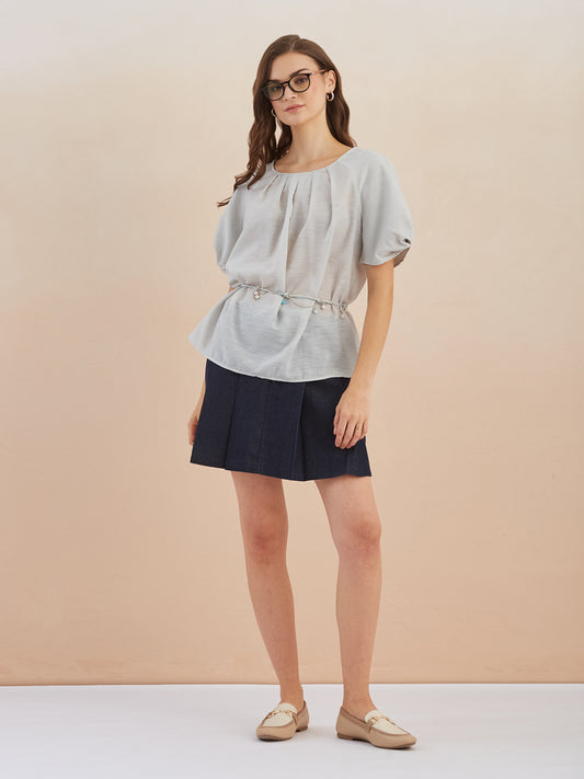 Linen top with belt