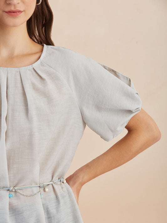 Linen top with belt
